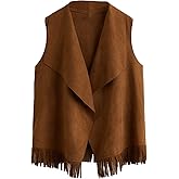 Verdusa Girl's Faux Suede Tassel Vest 70s Hippie Cardigan Cowgirl Fringe Jacket