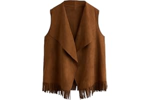 Verdusa Girl's Faux Suede Tassel Vest 70s Hippie Cardigan Cowgirl Fringe Jacket