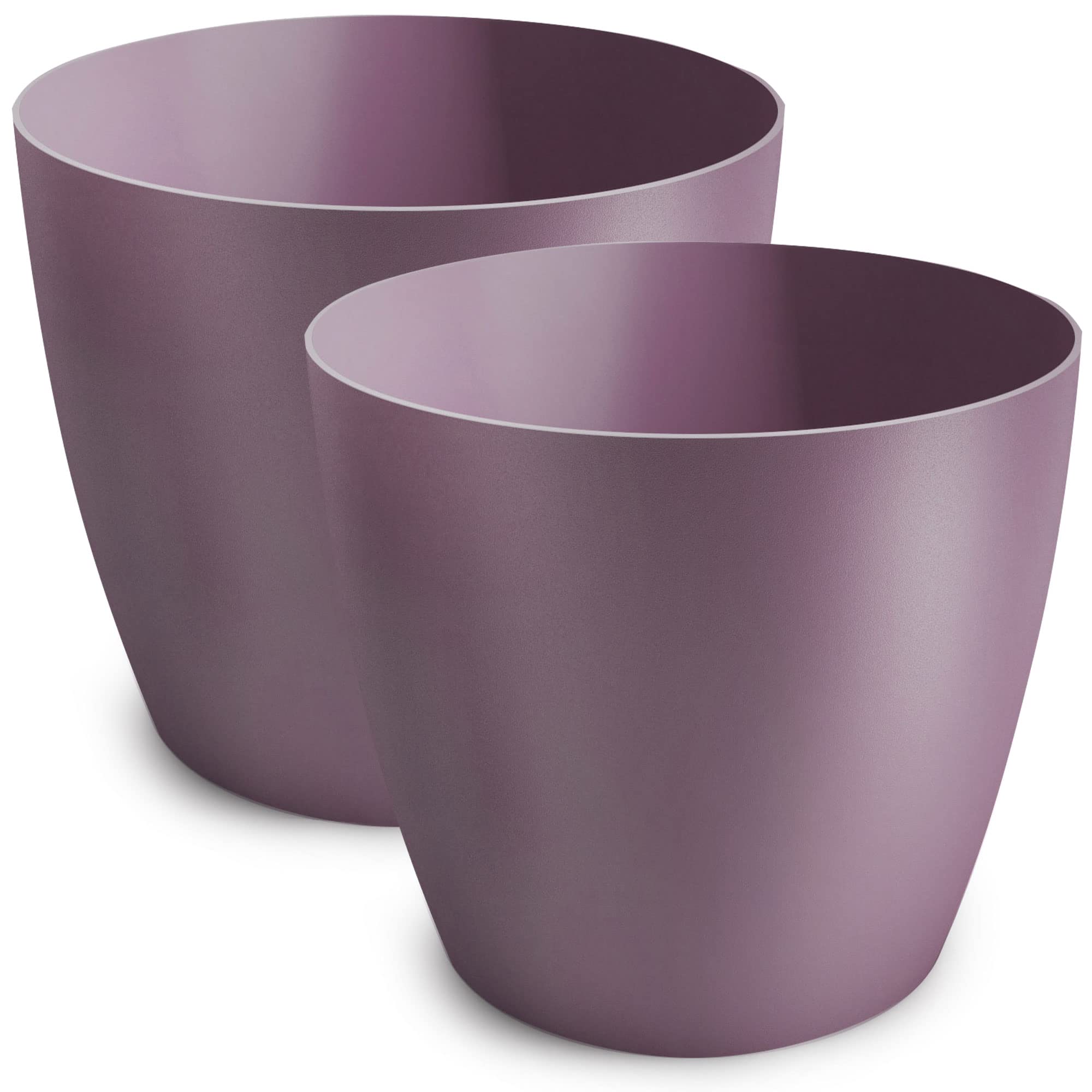 TULMERO Matte Flower Pot, Planter Made of Planter, Plastic Decorative Pot for Large and Small Plants, Set of 2, Flower Pots, Herb Pot, (2 Pack), Purple, Diameter 16 cm