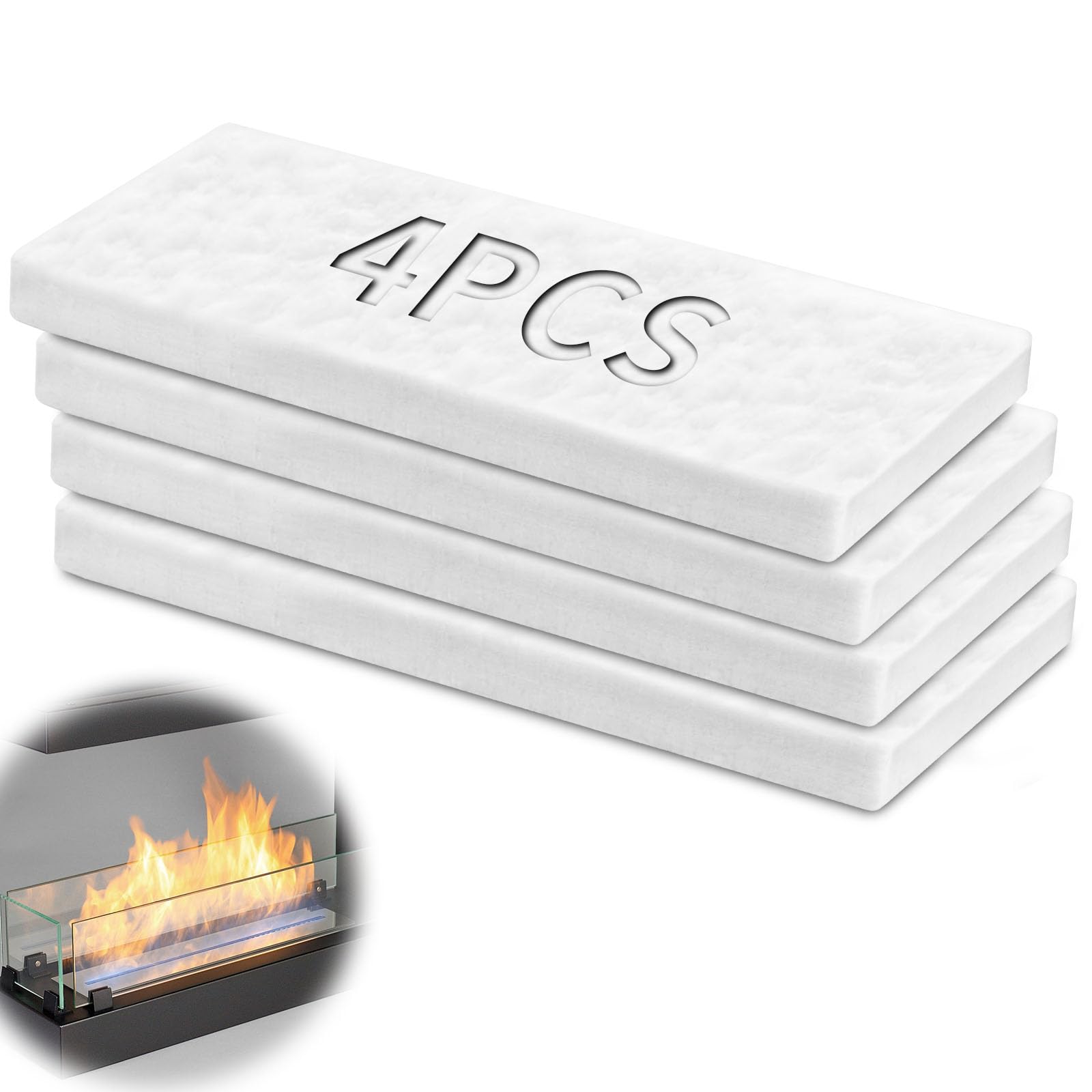 TXXATX 4 Pièces Ceramic Wool Sponge 300x100x25mm Ceramic Wool for Bioethanol Extend Fire Life for Bioethanol Fireplace Table Top Ethanol Burner