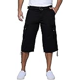 X RAY Men's Belted Long Cargo Shorts for Men, Below Knee Length Mens Cargo Shorts, 3/4 Pants (Big and Tall Shorts for Men)
