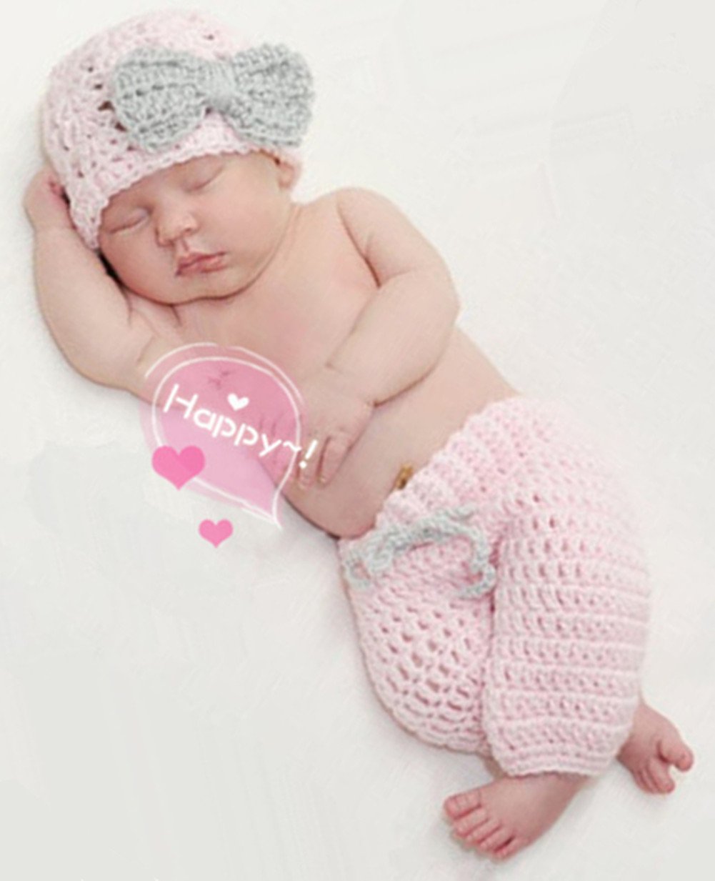 Ximkee Cute Newborn Baby Girl Crochet Costume Photo Photography Props 0-6 Months