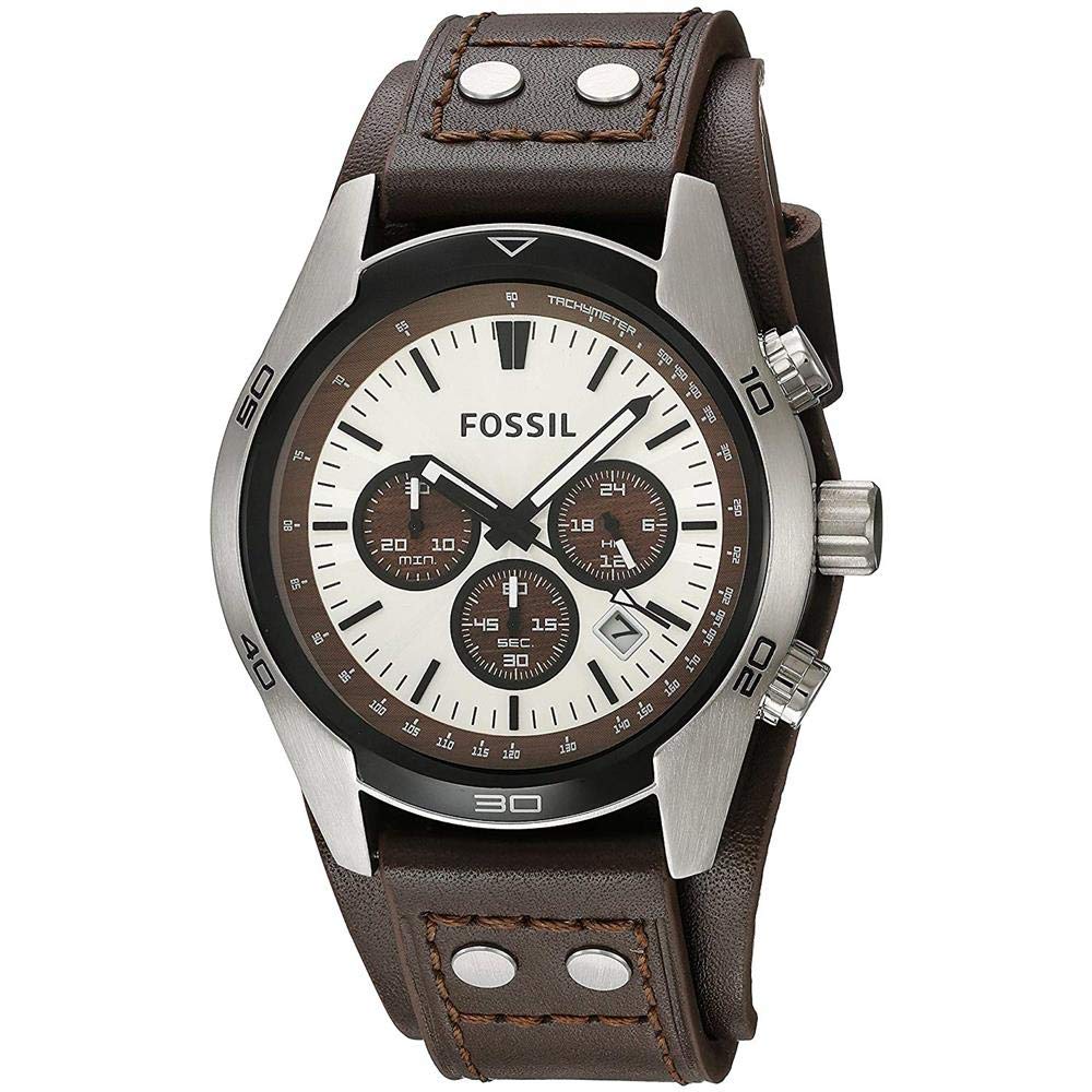 Fossil watch strap CH2565 Leather Dark brown 22mm (Only watch strap