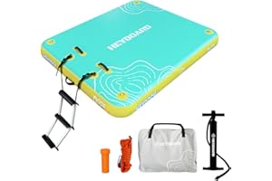 HEYBOARD Inflatable Floating Dock Air Dock Platform Floating Island Large Water Floats for Pool Lake Ocean with Detachable Ladder Mint Green 5x6ft/8x6ft/10x6ft