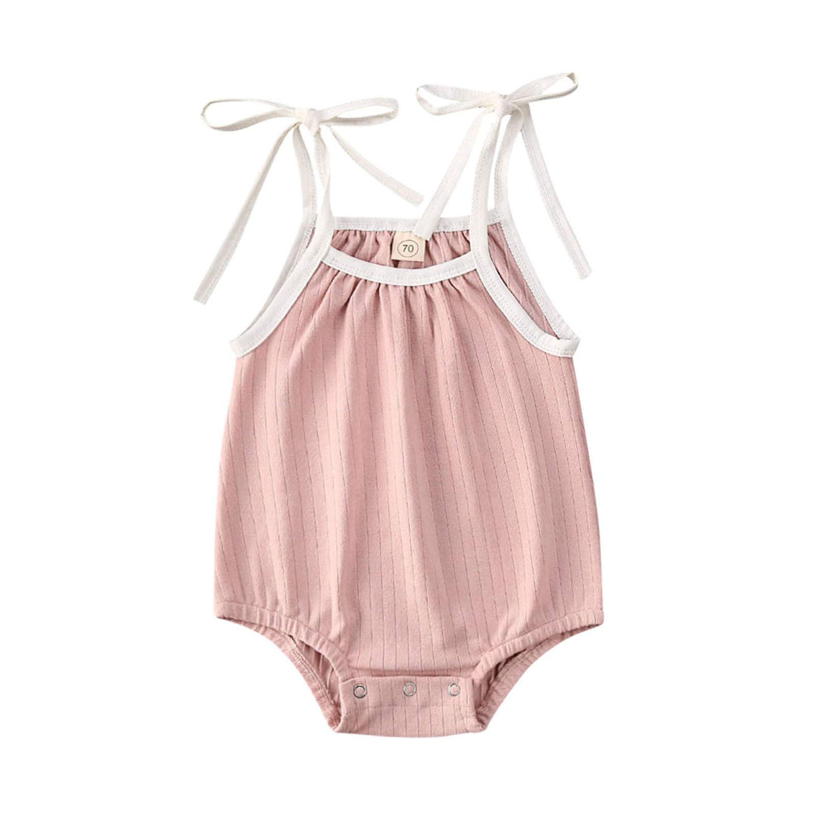 Xkwyshop Newborn Infant Baby Girl Summer Clothes Strap Solid Color