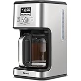 Gevi 14-Cup Programmable Coffee Maker, Drip Coffee Machine with Normal & Strong Brew for Home and Office, Glass Carafe, 2-Hour Keep Warm, Pause & Serve, Auto Shut Off, Silver