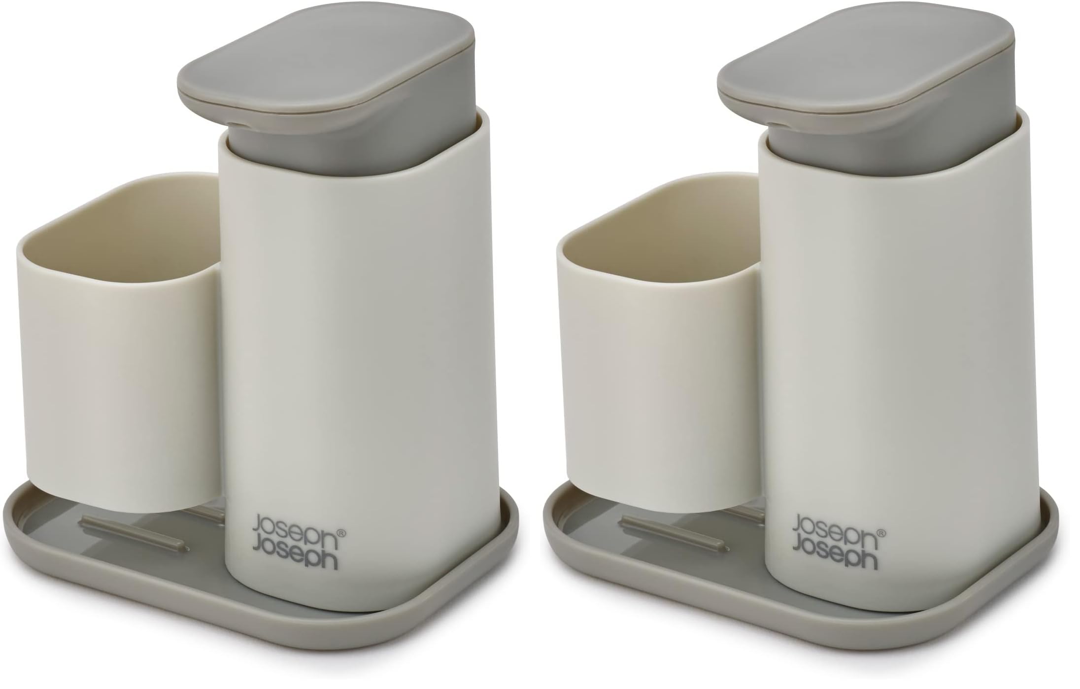 Joseph Joseph Duo Soap Dispenser with Sponge Holder, Hand Wash Dispenser for Kitchen Sink, Grey (Pack of 2)