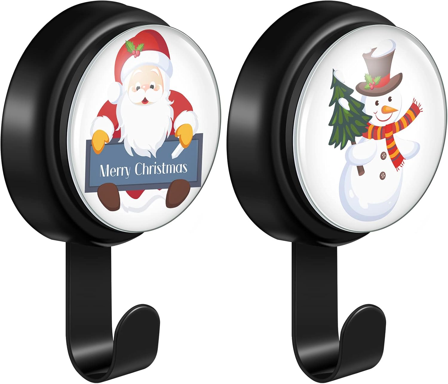 Wreath Hangers - Oudain 2 Pcs Magnetic Wreath Hanger Wreath Metal Magnet Hooks Front Door Hanger Hook Black Magnetic Hook with Christmas Refrigerator Magnets for Home, Christmas Party Decoration Metal Door Hanger