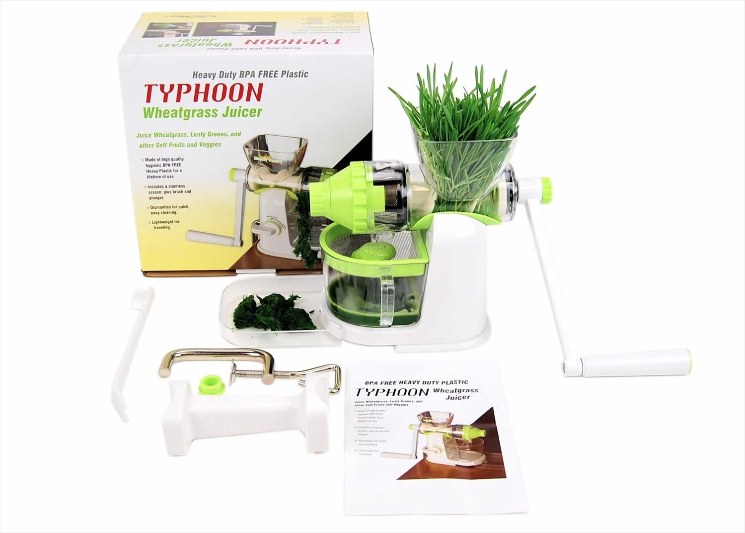 Typhoon Manual Wheatgrass Juicer Hand Crank Wheat Grass, Fruit