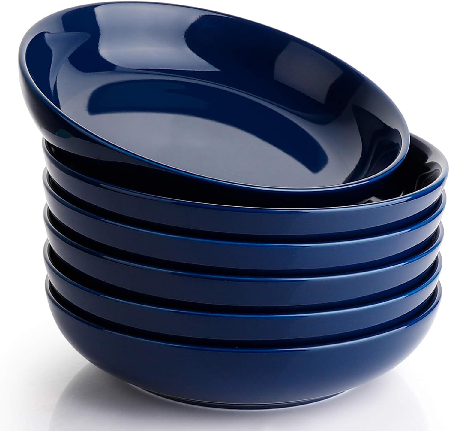 Sweese 112.603 Porcelain Salad Pasta Bowls - 22 Ounce - Set of 6, Navy