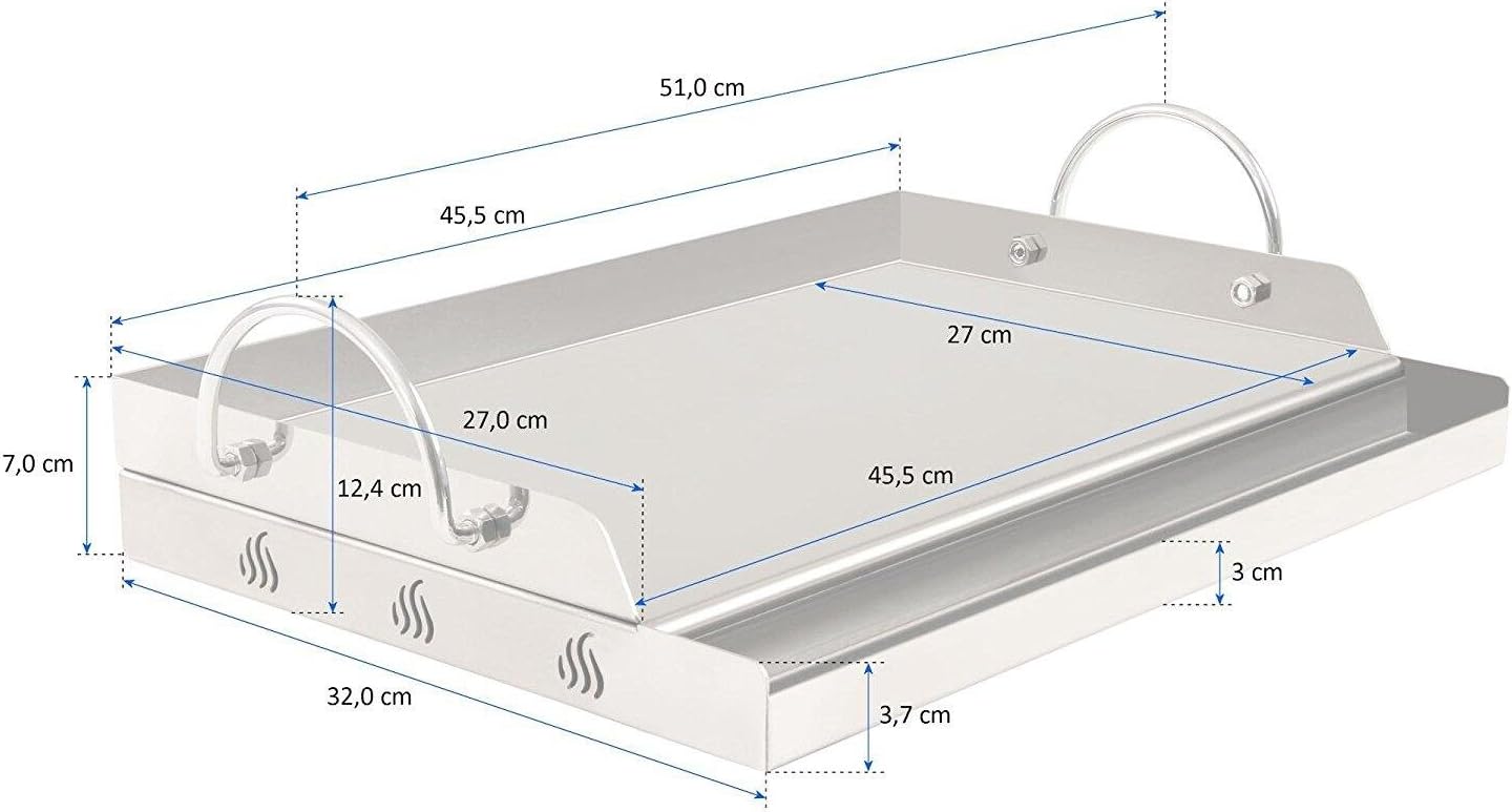 Onlyfire Stainless Steel Rectangle Griddle Plancha for Most BBQ Gas Grills and Charcoal Grills 47.2 × 32 cm - Image 3