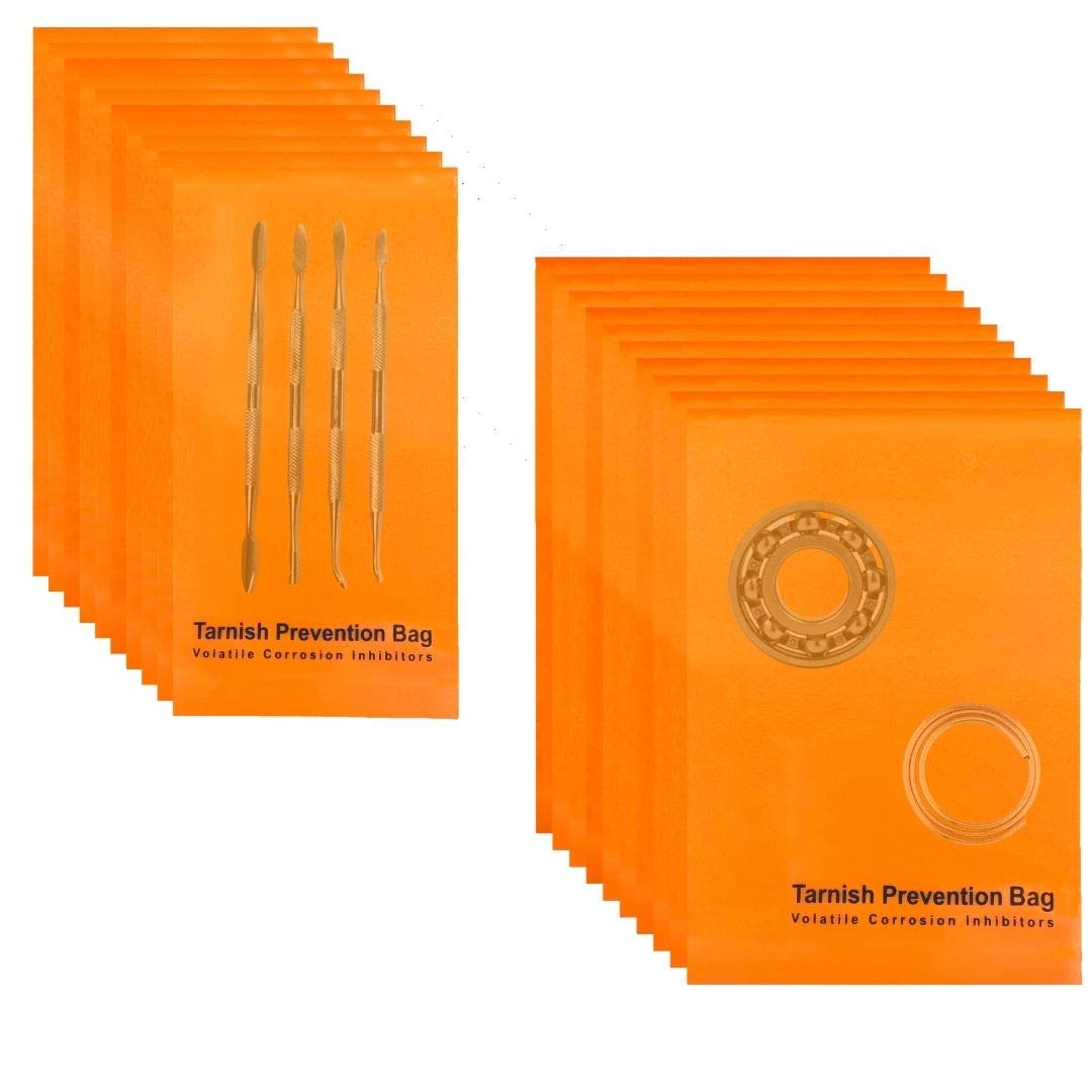 A-ONE Tarnish Prevention VCI Storage Bags for Multi Metal, Coil, Weapon Parts, Flat Bags for Tarnish Prevention, 3.2" X 6" (10 PCS), 4" X 6" (10 PCS)