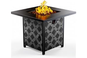 Ciays 28Inch Propane Fire Pit Table, 50,000 BTU Outdoor Gas Fire Pit Table CSA-Certified for Outside Patio with Removable Lid and Lava Rocks, Add Warmth and Ambience to Parties, Backyard, Garden