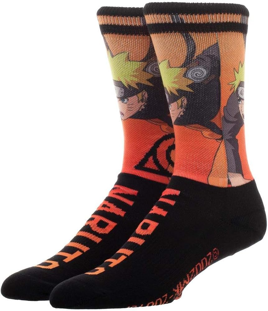 Amazon.com: Naruto Sublimation Over Knit Anime Men's Socks: Clothing