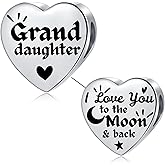 NARTGO I Love You to the Moon and Back Charm for Mom Daughter Nana Granddaughter for Pandora Charms Bracelets Stainless Steel