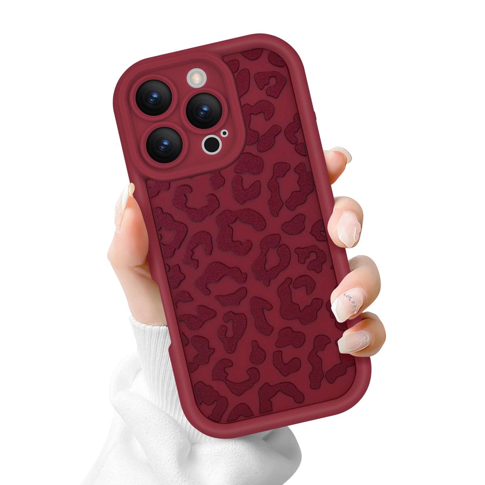 Newseego Case Compatible for iPhone 16 Pro, Aesthetic Leopard Print Styles Pattern Design Girls Women Phone Case Soft Slim TPU All-inclusive Lens Shockproof Cover for iPhone 16 Pro-Claret — image 1