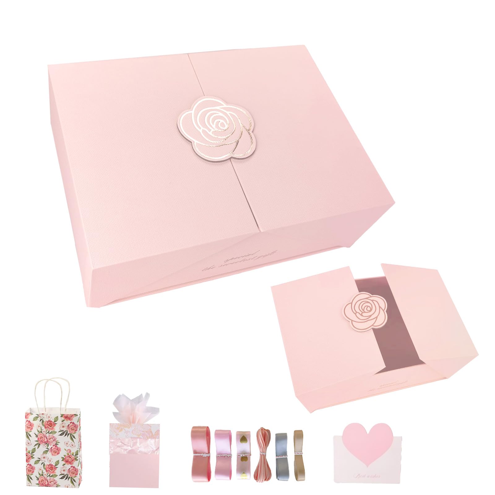 Photo 1 of **FACTORY SEALED** Elegant Small Pink Gift Box for Women with Lid & Accessories - Reusable Magnetic Closure Gift Presentation Set, Romantic and Beautiful Ready-to-Gift Box
