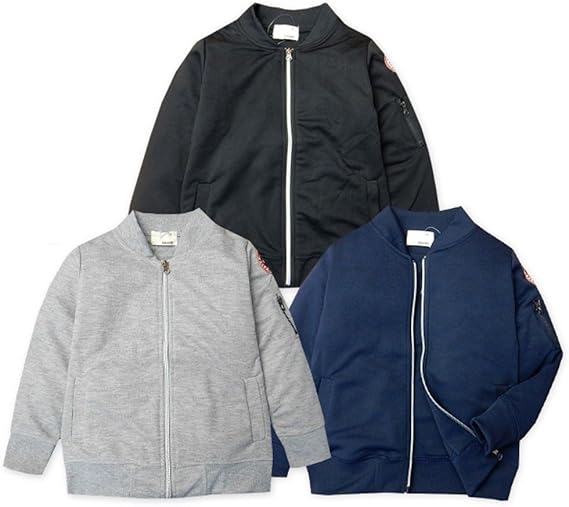 Amazon グレー 110cm 子供服 男の子 アウター フルジップ Ma 1 ジャケット Shisky シスキー ジャージ素材 無地 袖ワッペン装飾 男児 キッズ トレーナー パーカー 通販