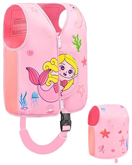 Kids Swim Vest, Toddler Swim Jacket for 20-30-50lbs Boys Girls, Toddler Floaties with Adjustable Safety Strap for Pool, Beach, Boating, Learn to Swim