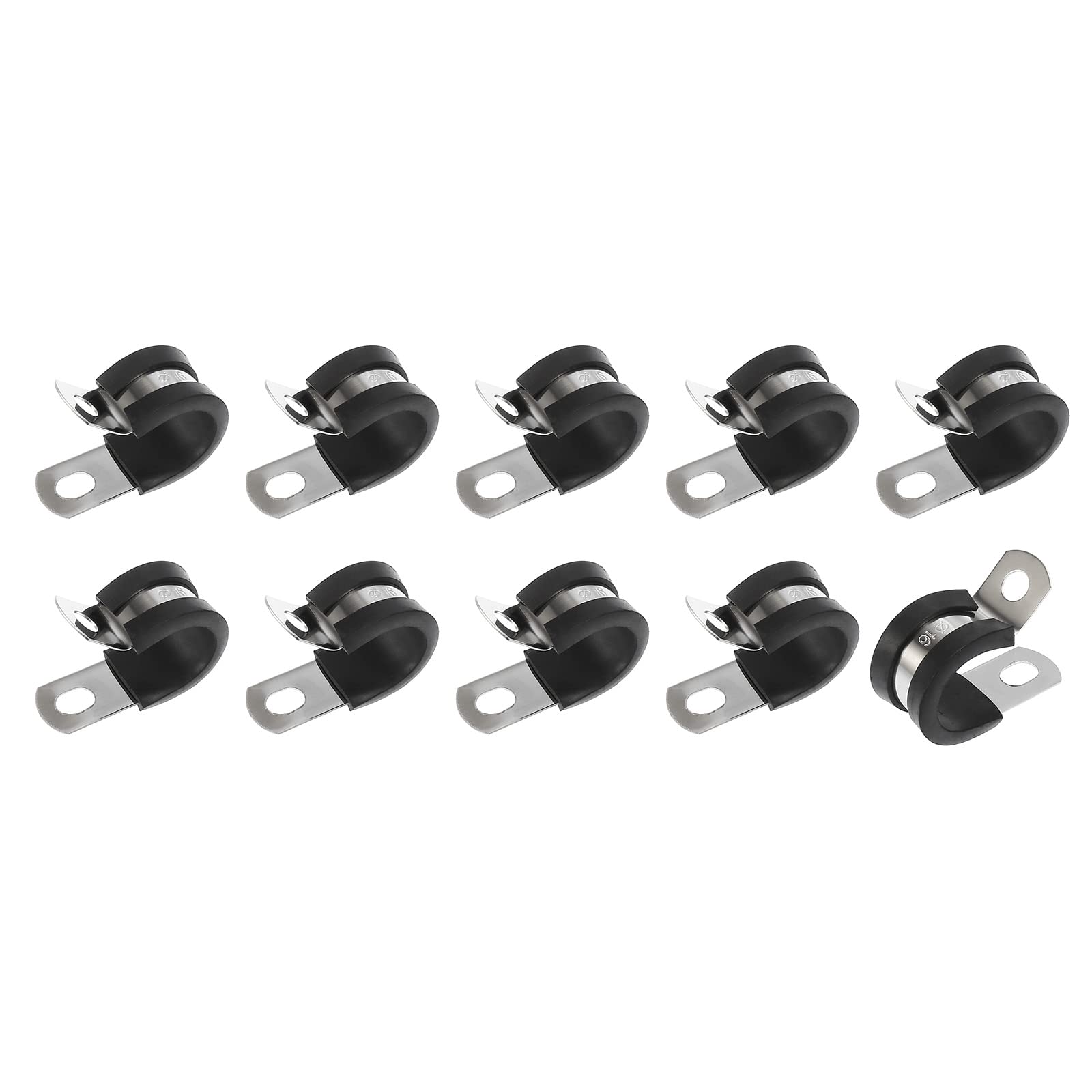 METALLIXITY R Shape Hose Clamps (22.2mm/0.87") 10Pcs, Rubber Clip - for Home Garden Tube Fastening