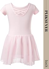 PLIKSUVER Girls Ballet Dress Leotard with Chiffon Skirt Pink Black 5 Sizes view 4