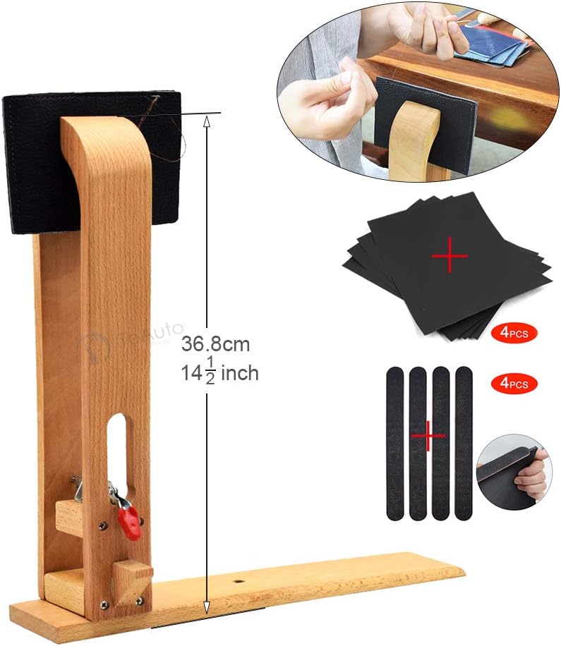 37cm Leather Pony 360 Degree Rotation Leather Sewing Pony Horse, Table Desktop Pony Horse Clamp for DIY Hand Stitching Leather Clamping (Treated with Wax Oil)