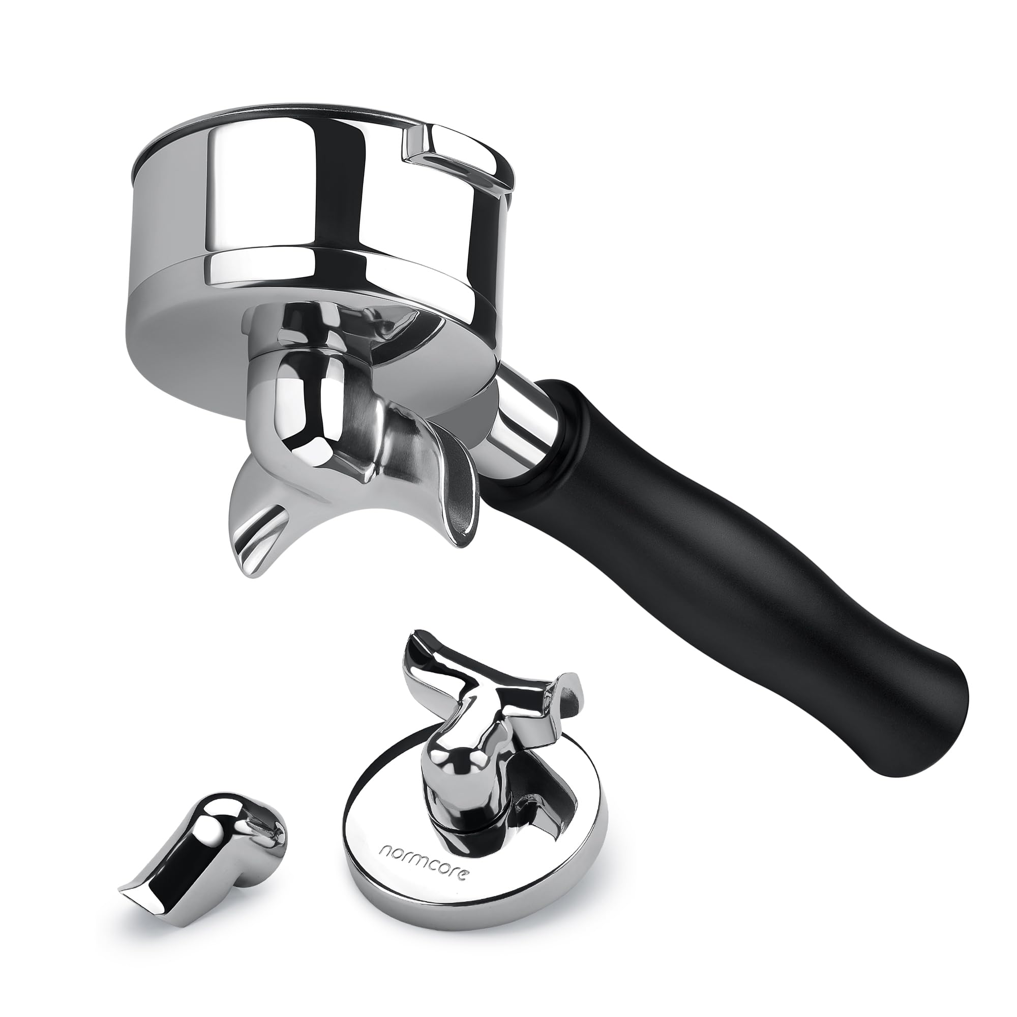 Normcore 58mm 3-in-1 Bottomless/Double/Single Spout Portafilter with 22g Basket Fits E61, Flair 58, ECM, Rocket, Sanremo, Synesso, Slayer, VBM - Anodized Aluminum Handle