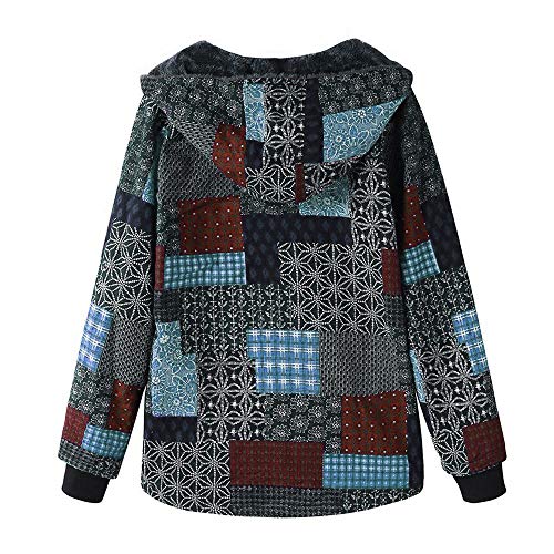 YOMXL Women Classic Pea Coat Winter Warm Faux Fur Fleece Outdoor Jackets Casual Printed Hooded Outwear