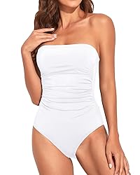 Holipick Women White One Piece Swimsuits Tummy