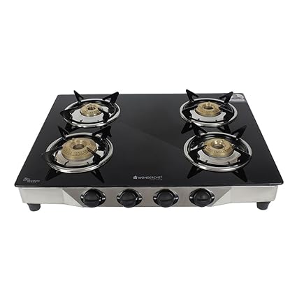 Wonderchef Brass 4 Burners Gas Stove, Black (63152640)