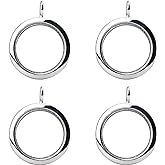 WANDIC Glossy Photo Charms, 4 Pieces Silver Round Memory Locket Pendant Bridal Wedding Bouquet Charms for Photo or Decoration, 30mm