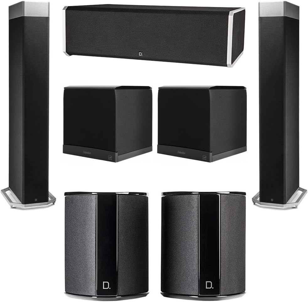 Definitive Technology 5.2 System with 2 BP9080X Tower Speakers, 1 CS9080 Center Channel Speaker, 2 SR9040 Surround Speaker, 2 Definitive Technology SuperCube 6000 Powered Subwoofer