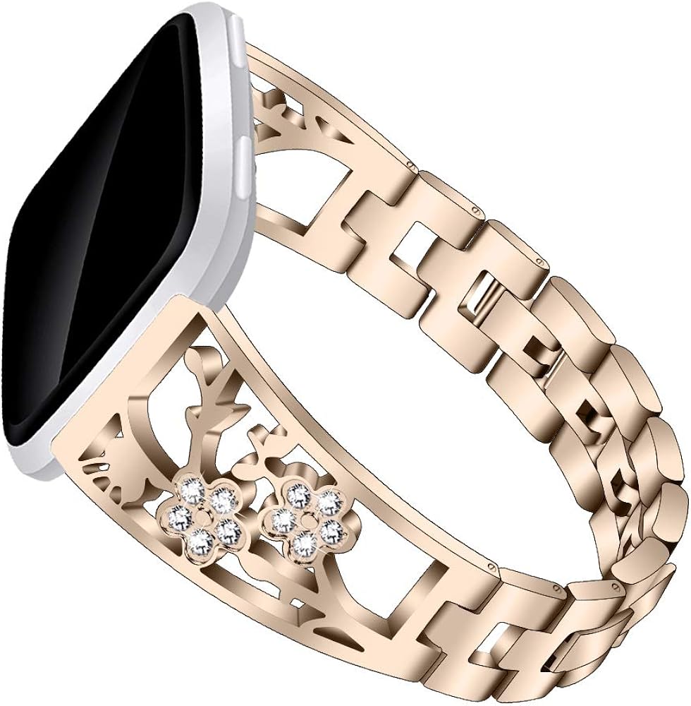 Armband für Watch Fitbit Versa 2, Yimiky Damen Edelstahl Ersatz Schmuckband Einstellbare