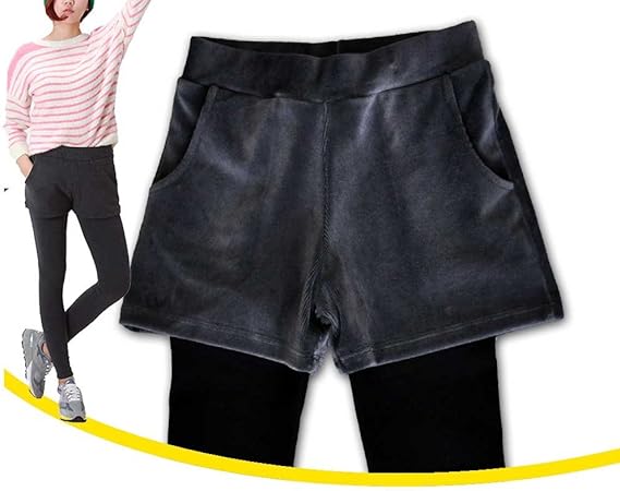 Amazon ショートパンツ付きレギンス 厚手 裏起毛 ６色 62 137 04 Crグレー レギンス スパッツ 通販