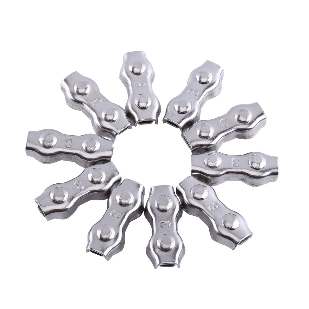 10Pcs Wire Rope Clips Stainless Steel M3 Duplex 2-Post Sail Clamps