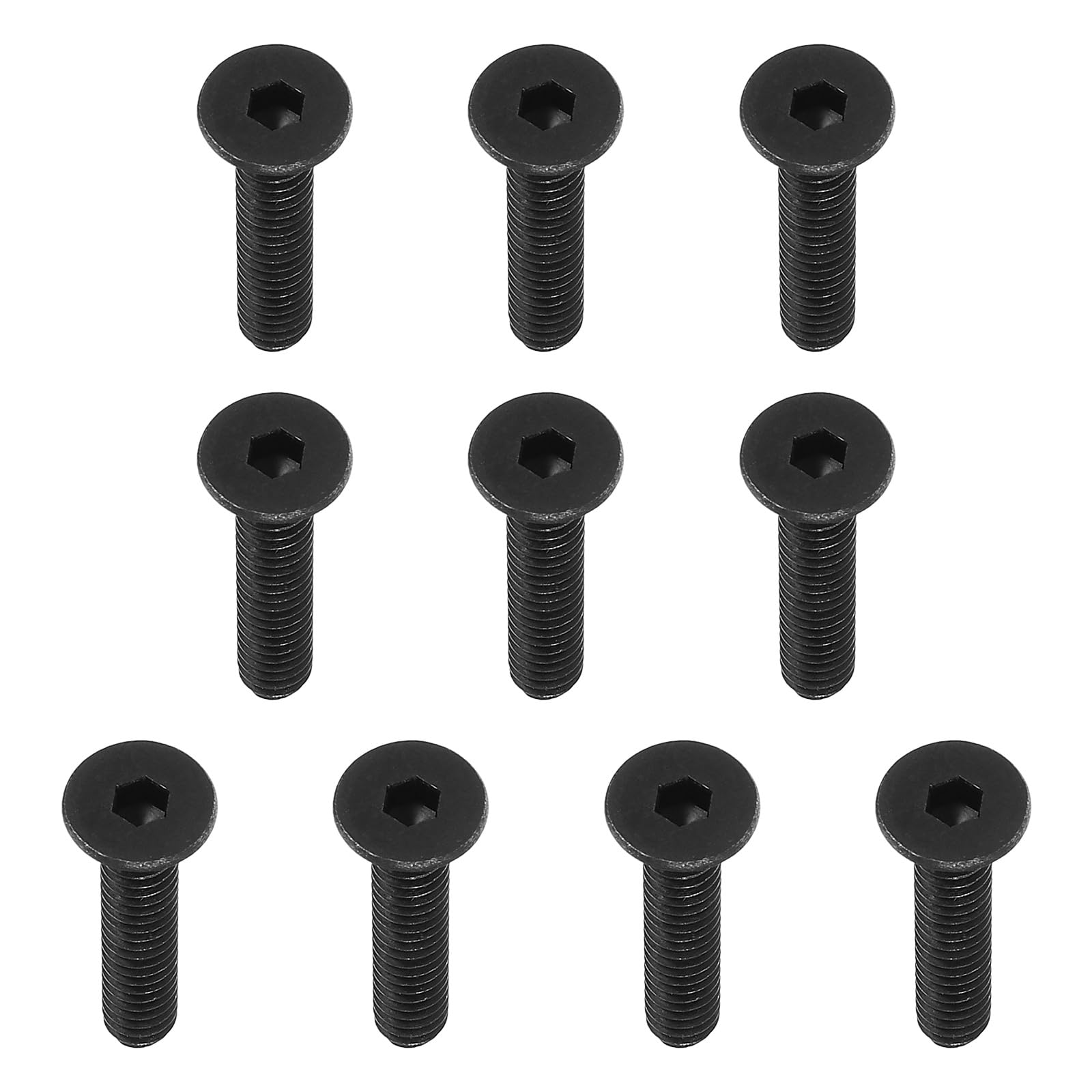 PATIKIL 1/4-20 x 1-1/4" Flat Head Socket Cap Screws, 10 Pack Flat Countersunk Bolts Carbon Steel Hex Socket Drive Machine Screws Full Thread Black Oxide Grade 10.9 โ image 1