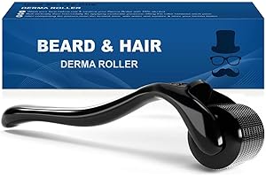 LI VING CANDOR Derma Roller Microneedle Roller 0.25mm for Beard Hair Face, 540 Titanium Microneedling Roller for Men Women Black