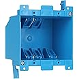 XIUTE 2-Gang PVC Old Work Retrofit Standard Switch/Outlet Wall Electrical Box,Non-Metallic 2 Gang Junction Box,Blue 25 cu. In