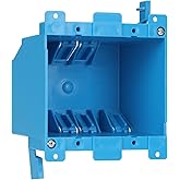 XIUTE 2-Gang PVC Old Work Retrofit Standard Switch/Outlet Wall Electrical Box,Non-Metallic 2 Gang Junction Box,Blue 25 cu. In
