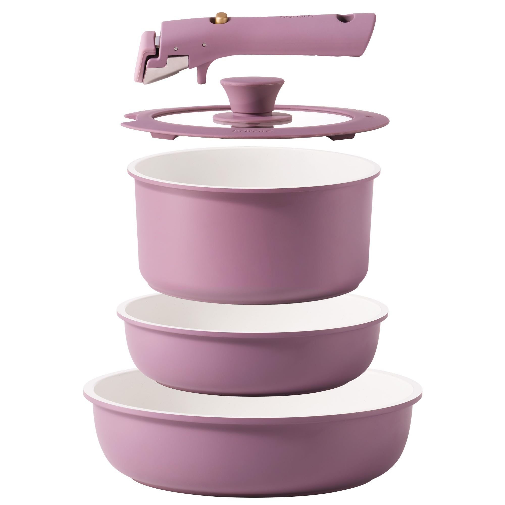 Photo 1 of (1 missing) CAROTE 5pcs Pots and Pans Set Non stick,Cookware Set Detachable Handle,kitchen essentials,RV kitchen pot and pan,Induction Cookware,Oven Safe,PFOA PFOS FREE,Purple