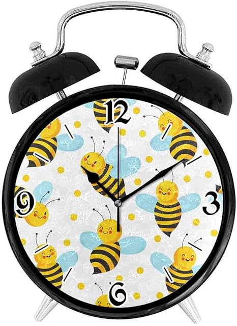 Amazon Co Jp 可愛い 面白い レトロ ナチュラル目覚まし時計ーハチ柄 かわいい ドット目覚まし時計ーサイズ 4インチ ホーム キッチン