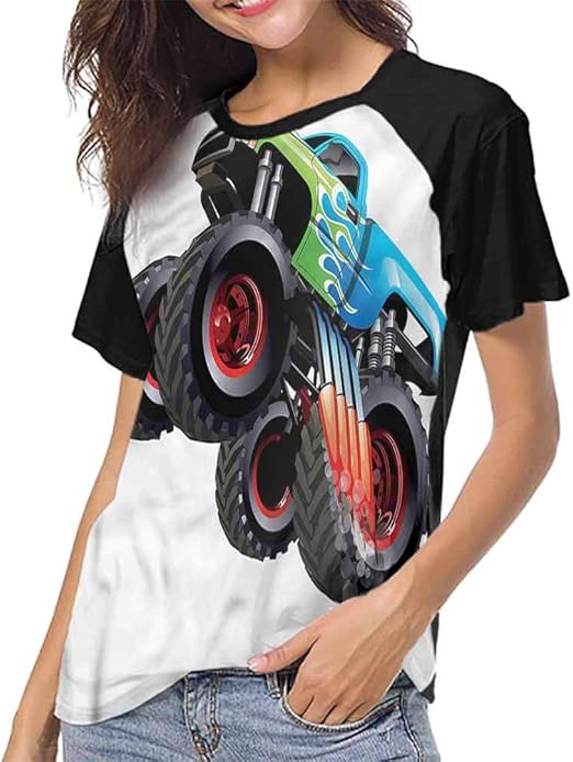 Mangooly Summer Casual O-Neck,Cars,Monster Truck Cool Cartoon S-XXL