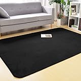 OSJ ラグ 洗える オールシーズン ホットカーペット対応 140X200cm 6色選べる (ブラック)