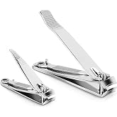 Tranchou Stainless Steel Nail Clipper Set with File for Men Women | Includes Large &amp; Small Clippers. Sharp Curved Blades. Built-in File. Stainless Steel, Rust-Proof. For Men, Women &amp; Kids.