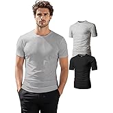 H2H Mens T-Shirts - Plain Novelty Slim Short Sleeve Cotton Blend (V Neck/Crew Neck) Multipack Size XS to 3XL