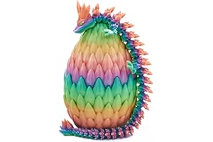 EXQDYNM 3D Printed Dragon Egg Toy 12" Crystal Articulated Dragon Decor Collectible