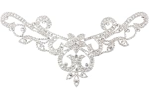 PEARLY JUN Rhinestone Applique Crystal Applique for Hand Sewing Craft Projects DIY Wedding Clothes Shoes Hats Bags (YL003-silver)