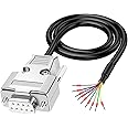 ANMBEST DB9 Solderless Breakout Connector with 5Ft 24AWG Replacement Cable, Metal Shell RS232 D-SUB Serial to 9-Pin Port Terminal Female Adapter Connector Breakout Board