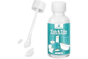 UNDERTHECLOUD Tub and Tile Paint White Touch Up Paint for Bathtub Porcelain Repair for Scratches and Chips On Tubs,Tiles and Bathroom,Enamel,Acrylic,High-Gloss White Quick-Dry 1.5oz