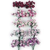 100 pcs mini Rose Mixed Pink Color Mulberry Paper Flower 15-18 mm Scrapbooking Wedding Dollhouse Supplies and Card for Floral Crafts